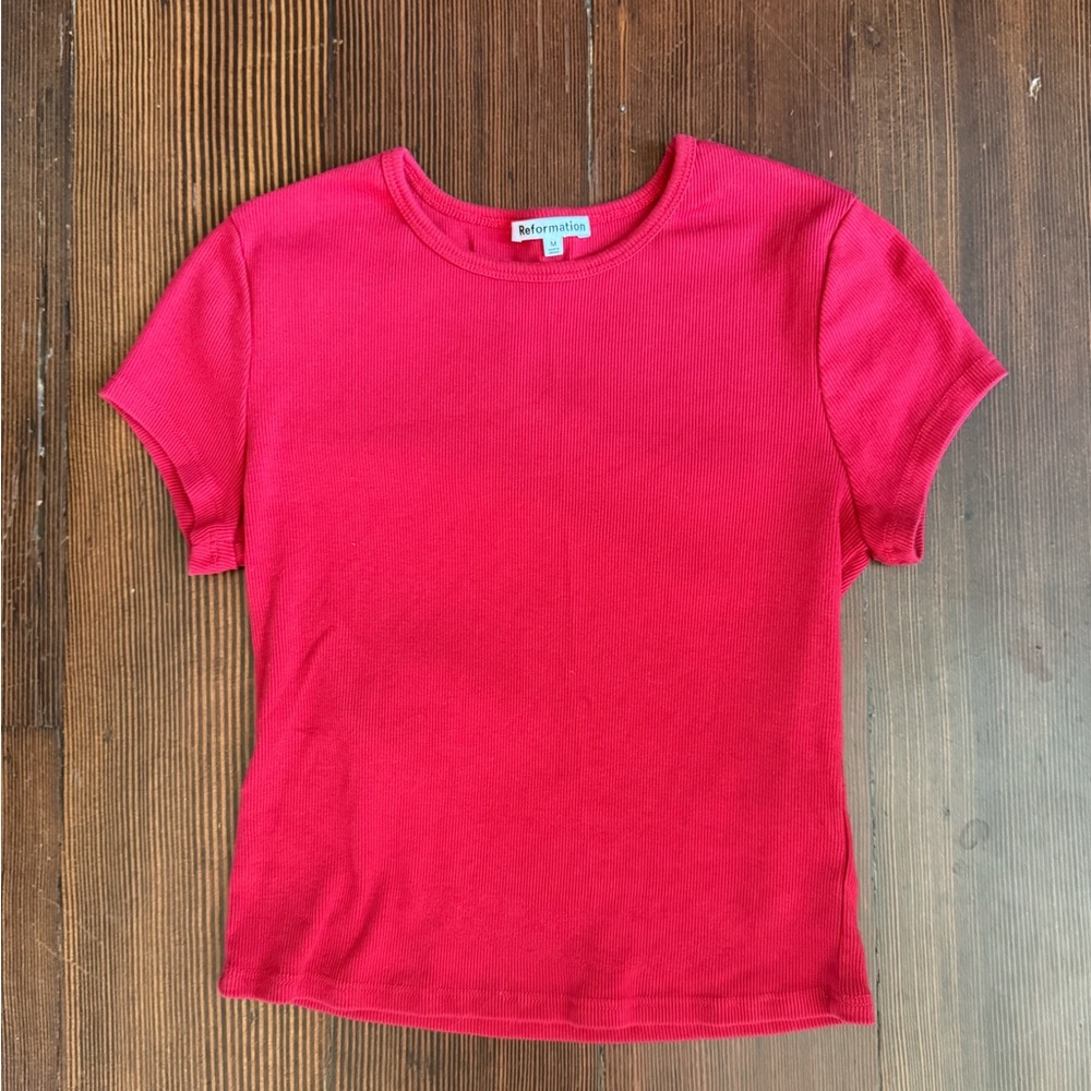 Reformation Red Short Sleeve Top